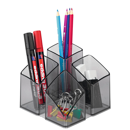 Artikelbild für HAN Stiftehalter SCALA grau-transparent Polystyrol 4 Fächer 12,5 x 12,5 x 10,0 cm, Artikelnummer 120741