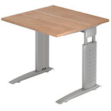 Artikelbild 1 für HAMMERBACHER US08 höhenverstellbarer Schreibtisch nussbaum quadratisch, C-Fuß-Gestell silber 80,0 x 80,0 cm, Artikelnummer 860268