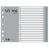 Artikelbild 1 für VON LEITZ Register DIN A4 Halbformat A-Z grau-weiß 20-teilig, 1 Satz, Artikelnummer 636088