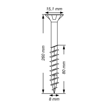 Artikelbild 6 für SPAX® Holzbauschrauben T40 Senkkopf WIROX 0191010802605 8 mm x 260 mm, 50 St., Artikelnummer 397186