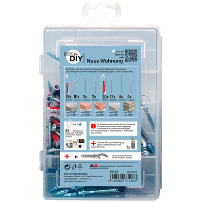 Artikelbild 3 für fischer easyDIY Box Neue Wohnung 547212 Dübel- und Schrauben-Sortiment, 76-teilig, Artikelnummer 480149