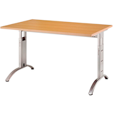 Artikelbild 1 für HAMMERBACHER FS12 höhenverstellbarer Schreibtisch buche rechteckig, C-Fuß-Gestell silber 120,0 x 80,0 cm, Artikelnummer 860508