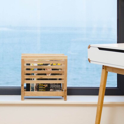 Artikelbild 3 für relaxdays Zeitungsständer 10020656_0 braun Holz, DIN A4, Artikelnummer 473631