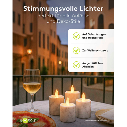 Artikelbild 3 für goobay LED-Teelichter weiß, 4 St., Artikelnummer 725339
