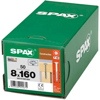 Artikelbild 8 für SPAX® Holzbauschrauben T40 Tellerkopf WIROX 0251010801605 8 mm x 160 mm, 50 St., Artikelnummer 397319
