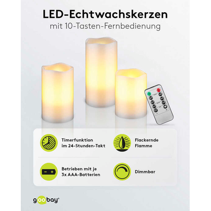 Artikelbild 5 für goobay LED-Kerzen weiß, 3 St., Artikelnummer 725479