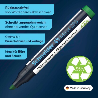 Artikelbild 5 für Schneider Maxx 293 Whiteboard- und Flipchart-Marker grün 2,0 - 5,0 mm, 1 St., Artikelnummer 752236