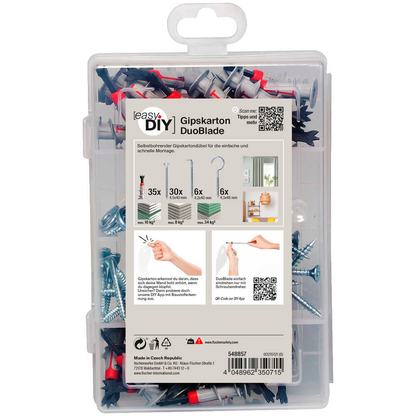 Artikelbild 2 für fischer easyDIY Box Gipskarton DuoBlade 548857 Dübel- und Schrauben-Sortiment, 77-teilig, Artikelnummer 480176