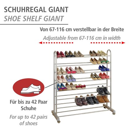 Artikelbild 2 für WENKO Teleskop-Schuhregal Giant grau 67,0 - 116,0 x 43,0 x 125,5 cm, 1 St., Artikelnummer 531857