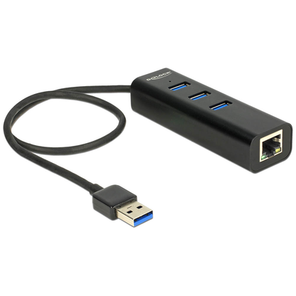 Artikelbild für DeLOCK USB-Hub 3-fach schwarz, Artikelnummer 886087