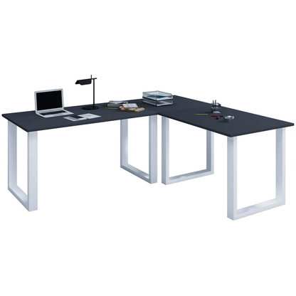 Artikelbild für VCM my office Lona Schreibtisch anthrazit L-Form, U-Fuß-Gestell silber 220,0 x 80,0/160,0 cm, Artikelnummer 268708
