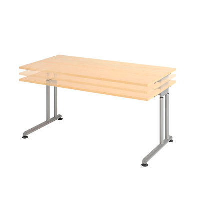 Artikelbild 6 für HAMMERBACHER Popular höhenverstellbarer Schreibtisch ahorn rechteckig, C-Fuß-Gestell silber 160,0 x 80,0 cm, Artikelnummer 990788