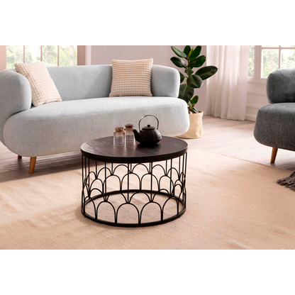 Artikelbild 3 für WOHNLING Couchtisch rund Massivholz schwarz 60,0 x 60,0 x 36,0 cm, 1 St., Artikelnummer 314639