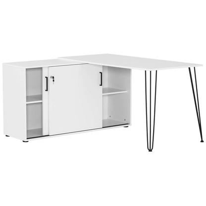 Artikelbild 5 für MÖBELPARTNER Ekko Schreibtisch weiß rechteckig, 2-Fuß-Gestell weiß 129,5 x 145,0 cm, Artikelnummer 323859