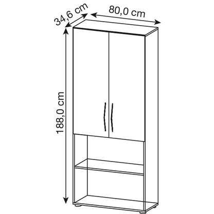 Artikelbild 3 für HAMMERBACHER Regalschrank 4770, V4770/W/W/BM weiß 80,0 x 34,6 x 188,0 cm, 1 St., Artikelnummer 859886