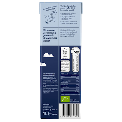 Artikelbild 3 für share Bio-Haferdrink 8x 1,0 l, Artikelnummer 742949