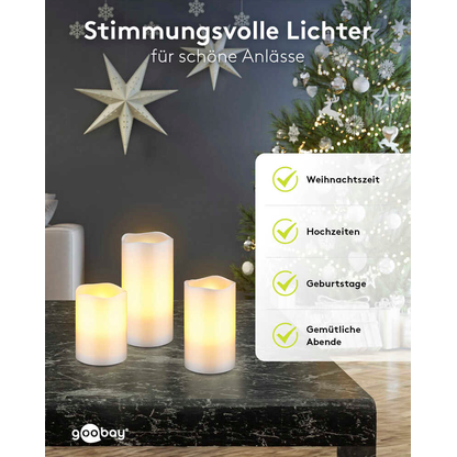 Artikelbild 3 für goobay LED-Kerzen weiß, 3 St., Artikelnummer 725479