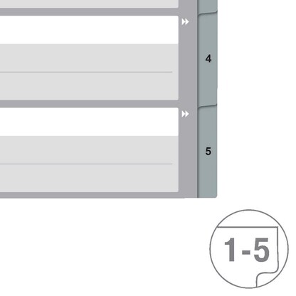 Artikelbild 5 für VON LEITZ Register DIN A4 Überbreite 1-5 grau-weiß 5-teilig, 1 Satz, Artikelnummer 635827