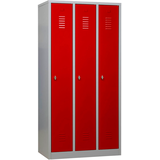 Artikelbild 1 für Gürkan Spind lichtgrau, feuerrot 105302, 3 Schließfächer 90,0 x 50,0 x 180,0 cm, Artikelnummer 559791