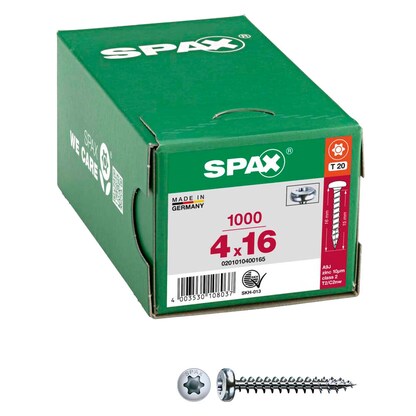 Artikelbild für SPAX® Universalschrauben T20 Halbrundkopf WIROX 0201010400165 4 mm x 16 mm, 1.000 St., Artikelnummer 395599