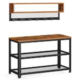 Artikelbild 1 für VASAGLE Garderobenbank mit Haken und Schuhrost LCR073K01 vintagebraun, schwarz Holz 73,0/75,1 cm, Artikelnummer 759906