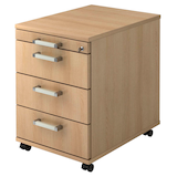 Artikelbild 1 für HAMMERBACHER Solid AC30 Rollcontainer eiche 4 Auszüge 42,8 x 58,0 x 59,0 cm, Artikelnummer 399396
