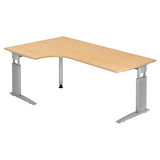 Artikelbild 1 für HAMMERBACHER US82 höhenverstellbarer Schreibtisch ahorn L-Form, C-Fuß-Gestell silber 200,0 x 80,0/120,0 cm, Artikelnummer 860926