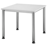 Artikelbild 1 für HAMMERBACHER Orbis höhenverstellbarer Schreibtisch lichtgrau quadratisch, 4-Fuß-Gestell silber 80,0 x 80,0 cm, Artikelnummer 470179