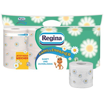 Artikelbild für Regina Toilettenpapier Kamillenpapier 3-lagig, 8 Rollen, Artikelnummer 882183