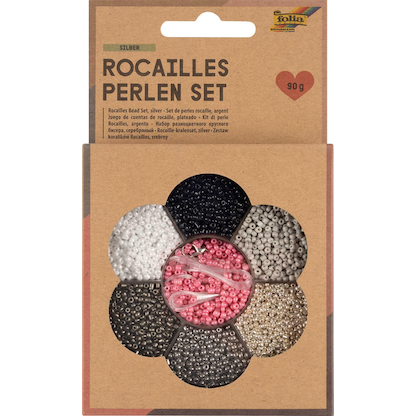 Artikelbild für folia Perlen-Set Rocailles silber mehrfarbig, Artikelnummer 130579