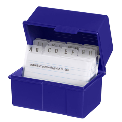 Artikelbild 2 für HAN A8 Karteikasten DIN A8 für 200 Karteikarten blau mit Deckel, Artikelnummer 244792
