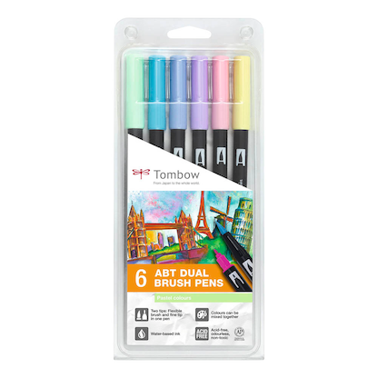 Artikelbild für Tombow ABT Dual Brush-Pens farbsortiert, 6 St., Artikelnummer 398425