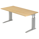 Artikelbild 1 für HAMMERBACHER US16 höhenverstellbarer Schreibtisch ahorn rechteckig, C-Fuß-Gestell silber 160,0 x 80,0 cm, Artikelnummer 859590