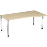 Artikelbild 1 für geramöbel Flex höhenverstellbarer Schreibtisch ahorn, silber Trapezform, 4-Fuß-Gestell silber 180,0 x 80,0/100,0 cm, Artikelnummer 879751