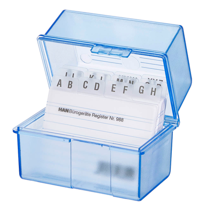 Artikelbild 2 für HAN A8 Karteikasten DIN A8 für 300 Karteikarten blau-transparent mit Deckel, Artikelnummer 458091