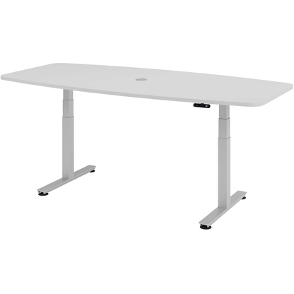 Artikelbild für HAMMERBACHER Konferenztisch XDSM22 lichtgrau Tonnenform, T-Fuß-Gestell silber, 220,0 x 83,0/103,0 x 62,0 - 127,0 cm, Artikelnummer 496471