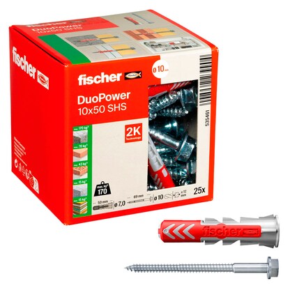Artikelbild für fischer DuoPower 10x50 S 2K 535461 Dübel mit Schrauben Ø 10 mm x 50 mm, 25 St., Artikelnummer 480008