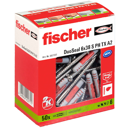 Artikelbild 2 für fischer DuoSeal 6x38 S PH TX A2 2K 557727 Dübel mit Schrauben Ø 6 mm x 38 mm, 50 St., Artikelnummer 480416
