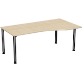 Artikelbild 1 für geramöbel Flex höhenverstellbarer Schreibtisch ahorn, anthrazit Trapezform, 4-Fuß-Gestell grau 180,0 x 80,0/100,0 cm, Artikelnummer 879813