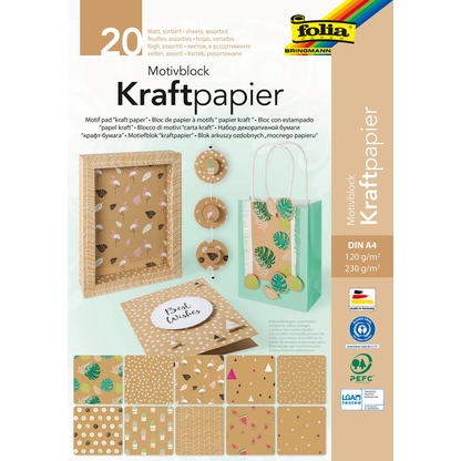 Artikelbild für folia Motivblock Kraftpapier 1 farbsortiert 120/230 g/qm 20 Blatt, Artikelnummer 192151