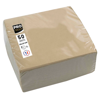 Artikelbild für PROnappe Servietten beigebraun 2-lagig 20,0 x 20,0 cm, 50 St., Artikelnummer 361588