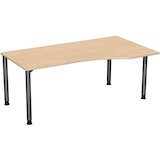 Artikelbild 1 für geramöbel Flex höhenverstellbarer Schreibtisch buche, anthrazit Trapezform, 4-Fuß-Gestell grau 180,0 x 80,0/100,0 cm, Artikelnummer 879864