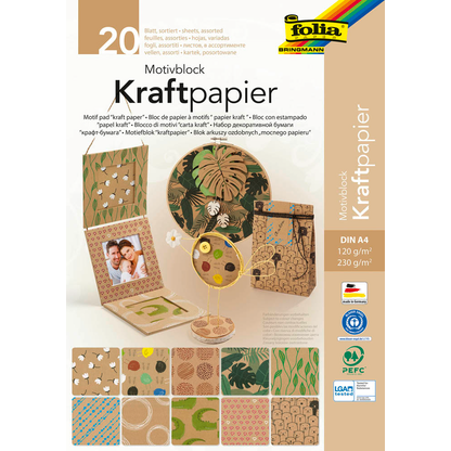 Artikelbild für folia Motivblock Kraftpapier 2 farbsortiert 120/230 g/qm 20 Blatt, Artikelnummer 192163