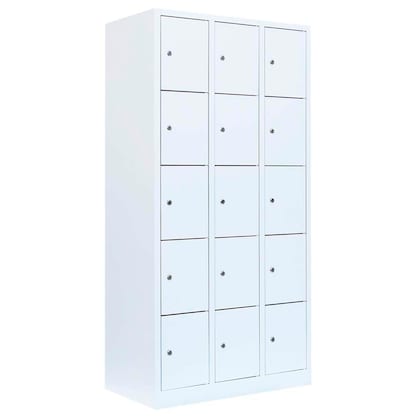 Artikelbild für LÜLLMANN Schließfachschrank signalweiß 520537, 15 Schließfächer 88,5 x 50,0 x 180,0 cm, Artikelnummer 185599