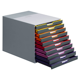 Artikelbild 1 für DURABLE Schubladenbox VARICOLOR® dunkelgrau mit bunten Farblinien 761027, DIN A4 mit 10 Schubladen, 1 St., Artikelnummer 113993
