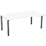 Artikelbild 1 für geramöbel Flex höhenverstellbarer Schreibtisch weiß, anthrazit Trapezform, 4-Fuß-Gestell grau 180,0 x 80,0/100,0 cm, Artikelnummer 882249
