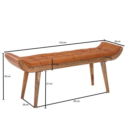 Artikelbild 2 für WOHNLING Sitzbank WL6.479 braun Leder 125,0 cm, Artikelnummer 909032