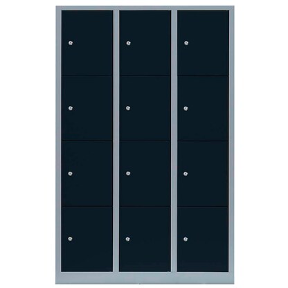 Artikelbild 2 für LÜLLMANN Schließfachschrank anthrazit, lichtgrau 523438, 12 Schließfächer 118,5 x 50,0 x 180,0 cm, Artikelnummer 186439