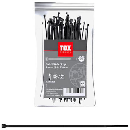 Artikelbild für TOX Kabelbinder Clip schwarz 250,0 mm x 7,6 mm, 100 St., Artikelnummer 560486