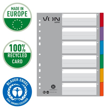 Artikelbild 4 für VON LEITZ Register DIN A4 Vollformat blanko grau-weiß 6-teilig, 1 Satz, Artikelnummer 635849